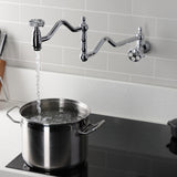 Webb Two-Handle 1-Hole Wall Mount Pot Filler with Knurled Handle