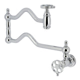 Webb Two-Handle 1-Hole Wall Mount Pot Filler with Knurled Handle