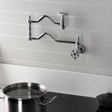 Wendell Two-Handle 1-Hole Wall Mount Pot Filler with Knurled Handle