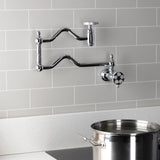 Wendell Two-Handle 1-Hole Wall Mount Pot Filler with Knurled Handle