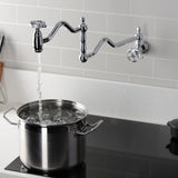 Wendell Two-Handle 1-Hole Wall Mount Pot Filler with Knurled Handle