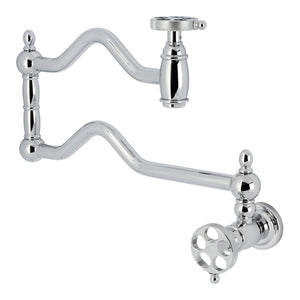 Wendell Two-Handle 1-Hole Wall Mount Pot Filler with Knurled Handle