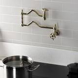 Wendell Two-Handle 1-Hole Wall Mount Pot Filler with Knurled Handle