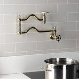 Wendell Two-Handle 1-Hole Wall Mount Pot Filler with Knurled Handle