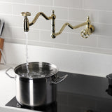 Wendell Two-Handle 1-Hole Wall Mount Pot Filler with Knurled Handle