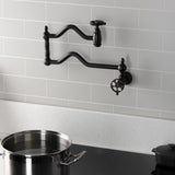 Webb Two-Handle 1-Hole Wall Mount Pot Filler with Knurled Handle