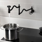 Webb Two-Handle 1-Hole Wall Mount Pot Filler with Knurled Handle