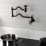 Wendell Two-Handle 1-Hole Wall Mount Pot Filler with Knurled Handle