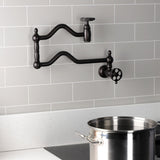 Wendell Two-Handle 1-Hole Wall Mount Pot Filler with Knurled Handle