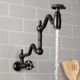 Wendell Two-Handle 1-Hole Wall Mount Pot Filler with Knurled Handle