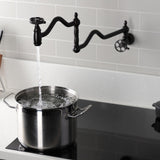 Wendell Two-Handle 1-Hole Wall Mount Pot Filler with Knurled Handle