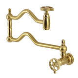 Webb Two-Handle 1-Hole Wall Mount Pot Filler with Knurled Handle