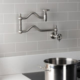 Webb Two-Handle 1-Hole Wall Mount Pot Filler with Knurled Handle