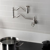 Wendell Two-Handle 1-Hole Wall Mount Pot Filler with Knurled Handle