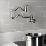 Wendell Two-Handle 1-Hole Wall Mount Pot Filler with Knurled Handle