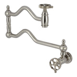 Wendell Two-Handle 1-Hole Wall Mount Pot Filler with Knurled Handle