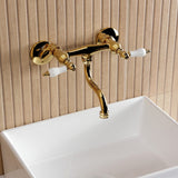 Kingston Double-Handle 2-Hole Wall Mount Bathroom Faucet