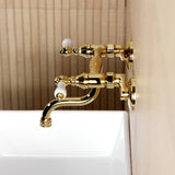 Kingston Double-Handle 2-Hole Wall Mount Bathroom Faucet