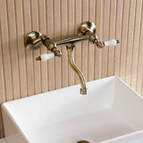 Kingston Double-Handle 2-Hole Wall Mount Bathroom Faucet