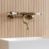 Kingston Double-Handle 2-Hole Wall Mount Bathroom Faucet