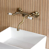 Kingston Double-Handle 2-Hole Wall Mount Bathroom Faucet