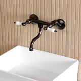 Kingston Double-Handle 2-Hole Wall Mount Bathroom Faucet