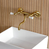 Kingston Double-Handle 2-Hole Wall Mount Bathroom Faucet