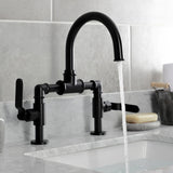 Whitaker Two-Handle 2-Hole Deck Mount Bridge Bathroom Faucet with Pop-Up Drain