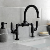 Whitaker Two-Handle 2-Hole Deck Mount Bridge Bathroom Faucet with Pop-Up Drain