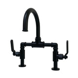 Whitaker Two-Handle 2-Hole Deck Mount Bridge Bathroom Faucet with Pop-Up Drain