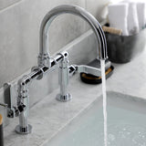 Whitaker Two-Handle 2-Hole Deck Mount Bridge Bathroom Faucet with Pop-Up Drain