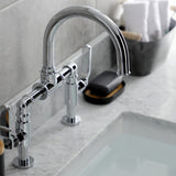 Whitaker Two-Handle 2-Hole Deck Mount Bridge Bathroom Faucet with Pop-Up Drain