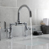 Whitaker Two-Handle 2-Hole Deck Mount Bridge Bathroom Faucet with Pop-Up Drain