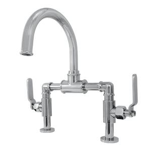 Whitaker Two-Handle 2-Hole Deck Mount Bridge Bathroom Faucet with Push Pop-Up Drain