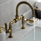 Whitaker Two-Handle 2-Hole Deck Mount Bridge Bathroom Faucet with Pop-Up Drain