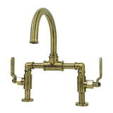 Whitaker Two-Handle 2-Hole Deck Mount Bridge Bathroom Faucet with Pop-Up Drain