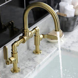 Whitaker Two-Handle 2-Hole Deck Mount Bridge Bathroom Faucet with Pop-Up Drain