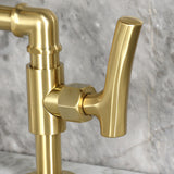 Hallerbos Two-Handle 4-Hole Deck Mount Bridge Bathroom Faucet with Brass Pop-Up Drain