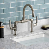 Whitaker Two-Handle 2-Hole Deck Mount Bridge Bathroom Faucet with Push Pop-Up Drain