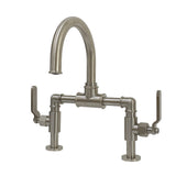 Whitaker Two-Handle 2-Hole Deck Mount Bridge Bathroom Faucet with Push Pop-Up Drain