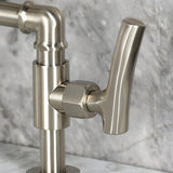 Hallerbos Two-Handle 4-Hole Deck Mount Bridge Bathroom Faucet with Brass Pop-Up Drain