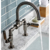 Whitaker Two-Handle 2-Hole Deck Mount Bridge Bathroom Faucet with Pop-Up Drain