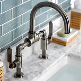 Whitaker Two-Handle 2-Hole Deck Mount Bridge Bathroom Faucet with Push Pop-Up Drain