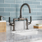 Whitaker Two-Handle 2-Hole Deck Mount Bridge Bathroom Faucet with Push Pop-Up Drain