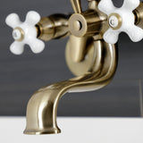 Kingston Three-Handle 2-Hole Wall Mount Clawfoot Tub Faucet with Hand Shower