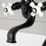 Kingston Three-Handle 2-Hole Wall Mount Clawfoot Tub Faucet with Hand Shower