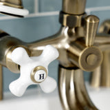 Kingston Three-Handle 2-Hole Deck Mount Clawfoot Tub Faucet with Hand Shower