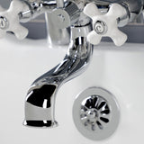 Kingston Three-Handle 2-Hole Deck Mount Clawfoot Tub Faucet with Hand Shower