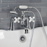 Kingston Three-Handle 2-Hole Deck Mount Clawfoot Tub Faucet with Hand Shower