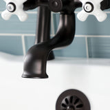 Kingston Three-Handle 2-Hole Deck Mount Clawfoot Tub Faucet with Hand Shower